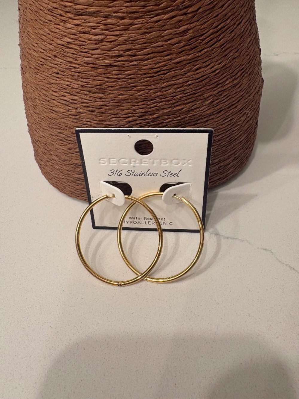 Secret Box New York 316 Stainless Steel  1 1/2 Inch Hoop Earrings (S)